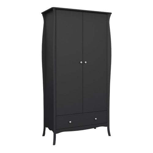 Baroque 2dr 1Drw Wardrobe Black