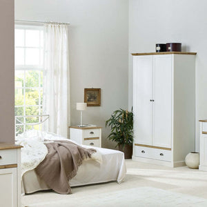 Sandringham 2 door 1 Drawer Wardrobe White & Pine