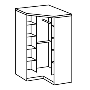Hanzil White Gloss And Oak Effect 2 Door Corner Mirrored Wardrobe