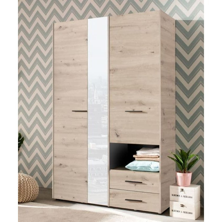 Simona Grey Oak 3 Door Wardrobe