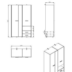 Simona Grey Oak 3 Door Wardrobe