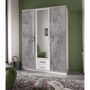 Roman Grey and White 3 Door 2 Drawer German Wardrobe