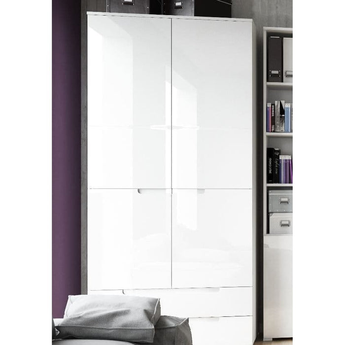 Santhiago White High 2 Door 2 Drawer Wardrobe S28