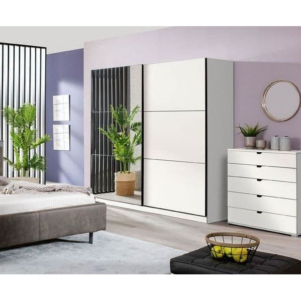 Vigour White 200cm Sliding Wardrobe with Mirror