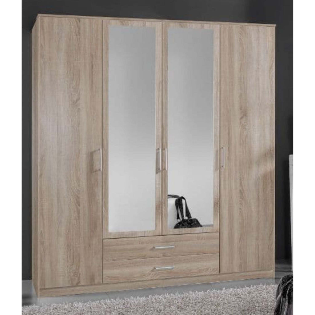 Venezuela Oak 4 door 2 drawer Corner Wardrobe